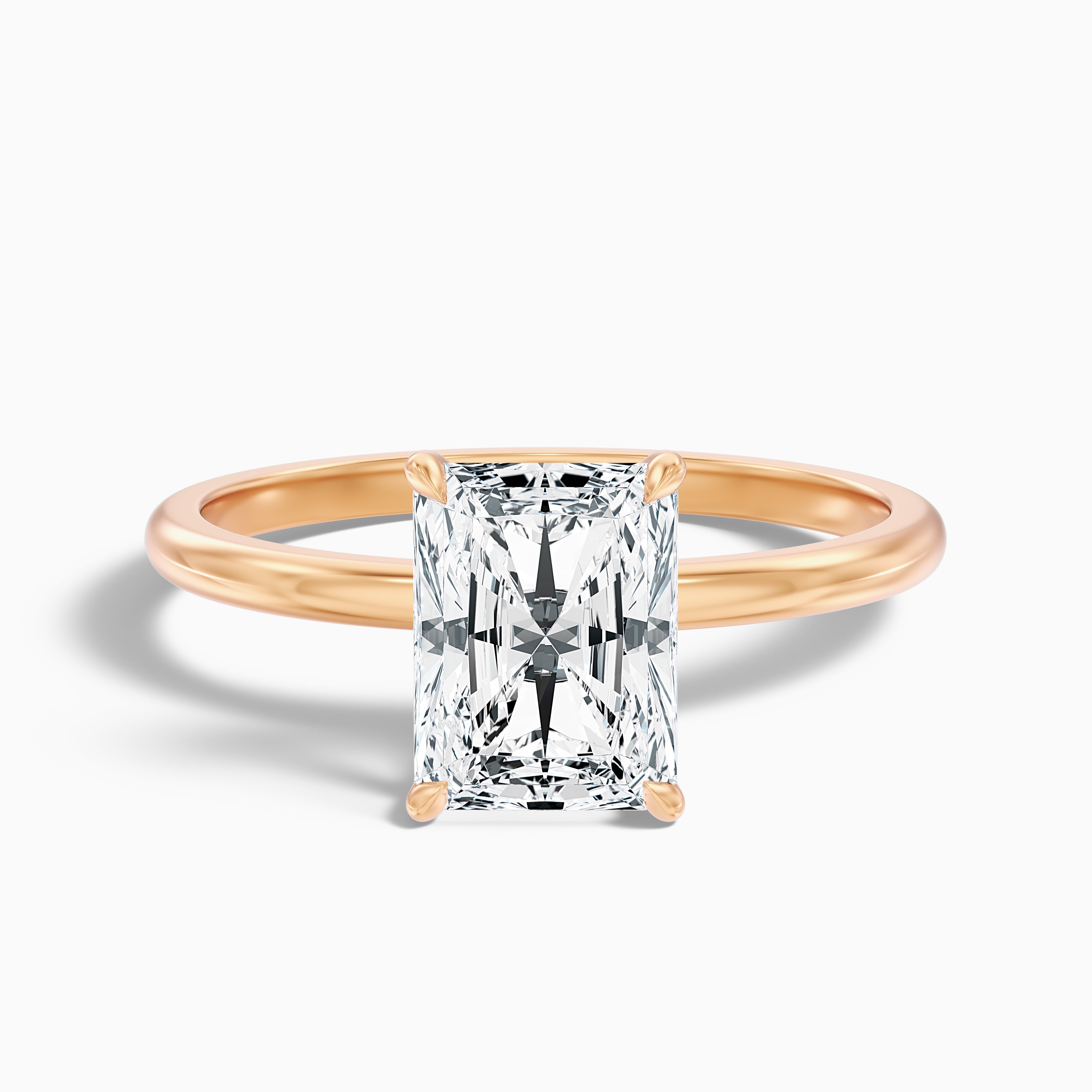 Ariya 3 Carat Radiant Cut Solitaire Moissanite Engagement Ring in 14k Yellow Gold