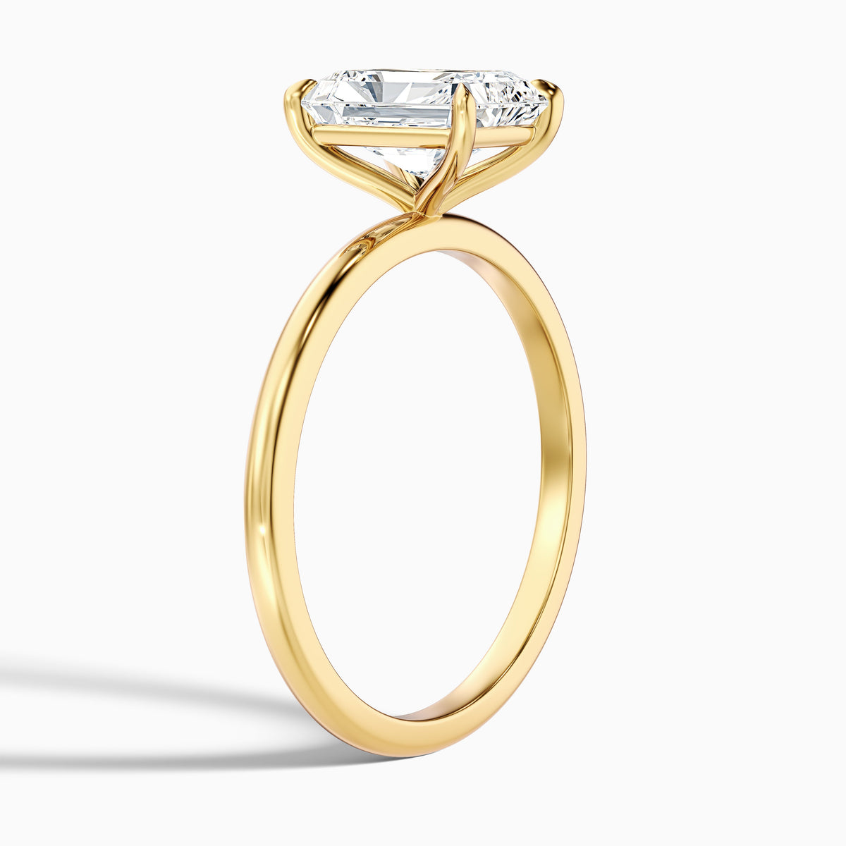 Ariya 3 Carat Radiant Cut Solitaire Moissanite Engagement Ring in 14k Yellow Gold