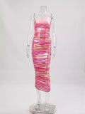 Fluorescent Dress Sexy Party Tube Top Pleated Dress Women Clothing Bella Mia