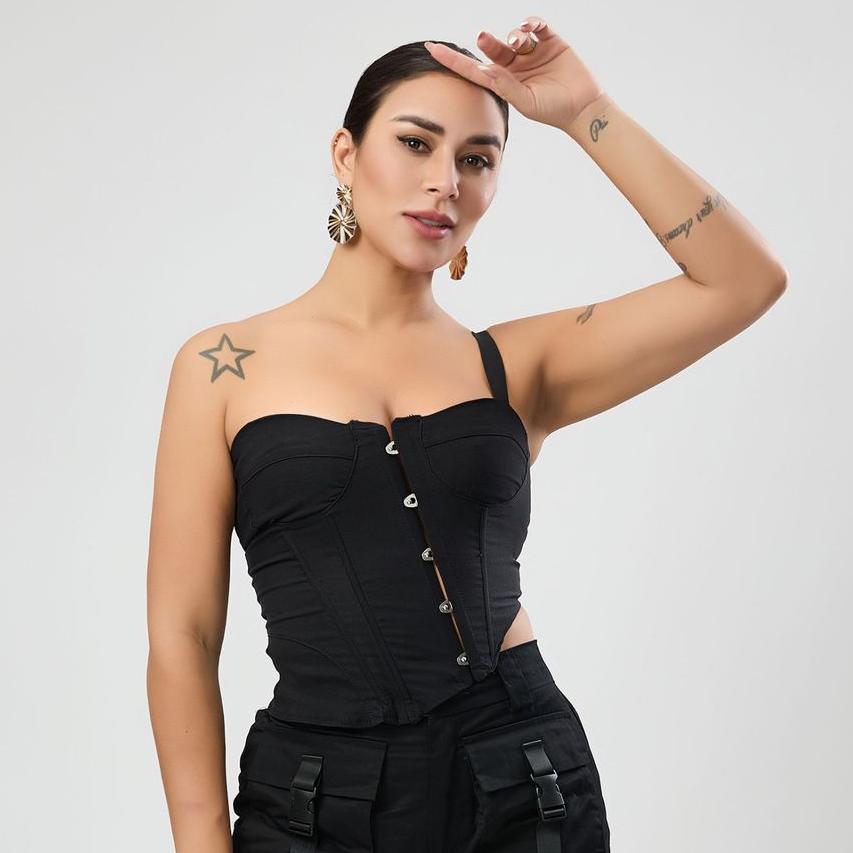 Sexy Non Stretch One Shoulder Top Lace up Single Breasted Boning Corset Irregular Asymmetric Vest Bella Mia