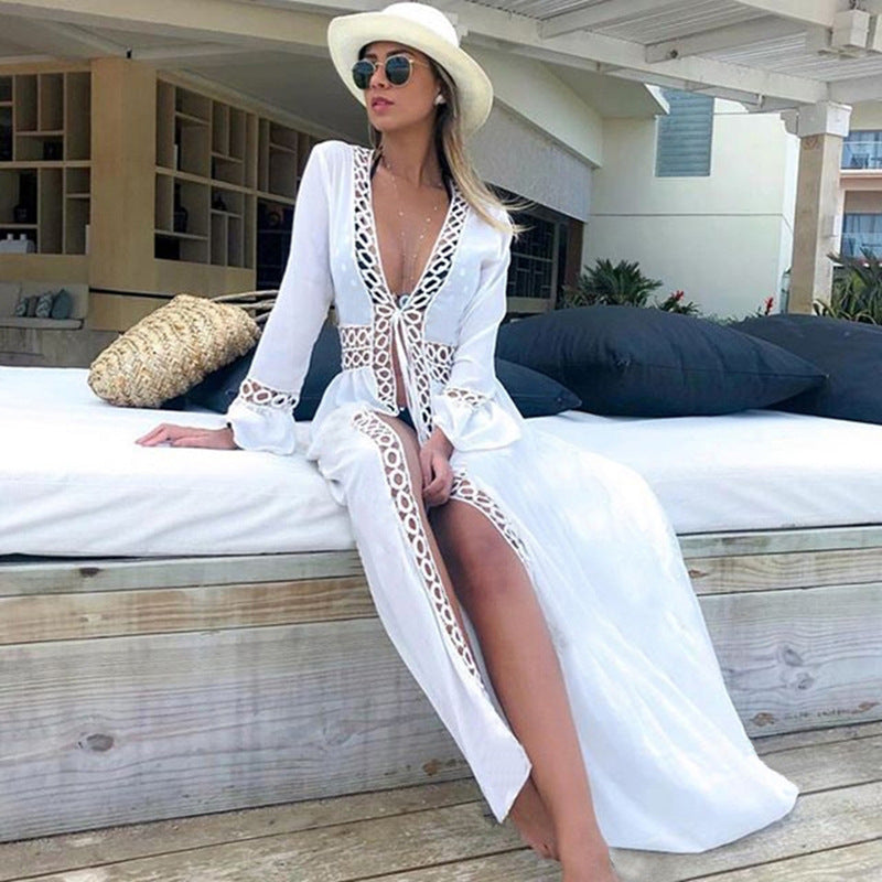 Lace Cardigan Sun Protection Clothing Beach Jacket Swimsuit Bikini Cover-up Blouse Bella Mia