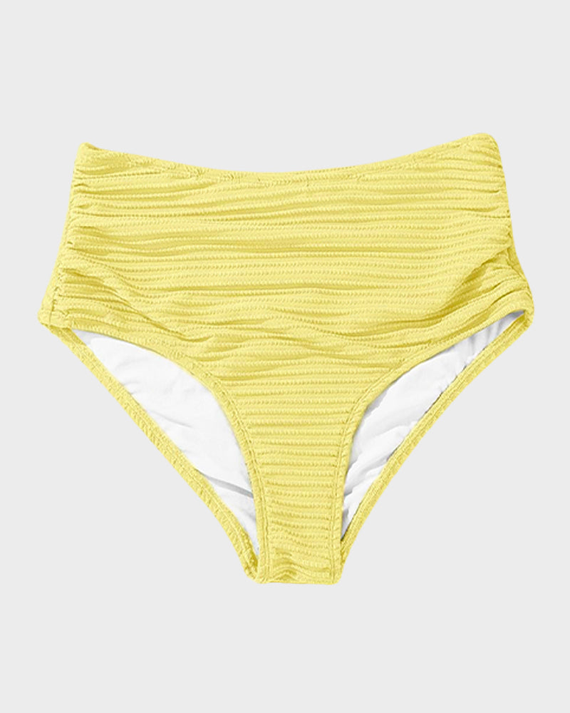 Textured Knot-Front High-Waisted Bikini Set SheCurve