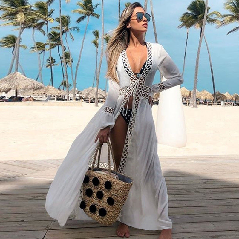 Lace Cardigan Sun Protection Clothing Beach Jacket Swimsuit Bikini Cover-up Blouse Bella Mia