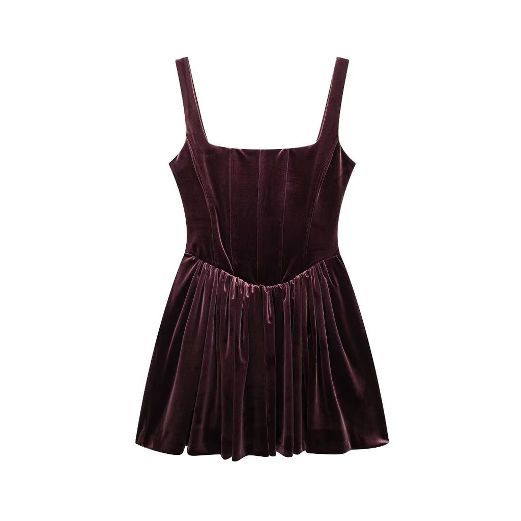 Women Clothing Autumn Velvet Corset Dress