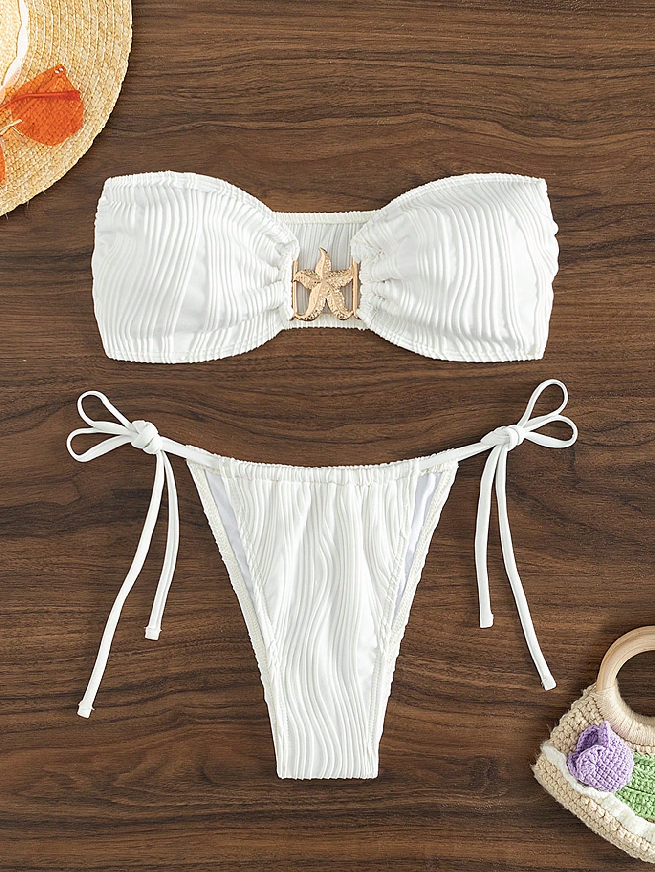 Bikini Sexy Bikini Solid Color Tube Top Split Swimsuit Lace up Swimwear Bella Mia