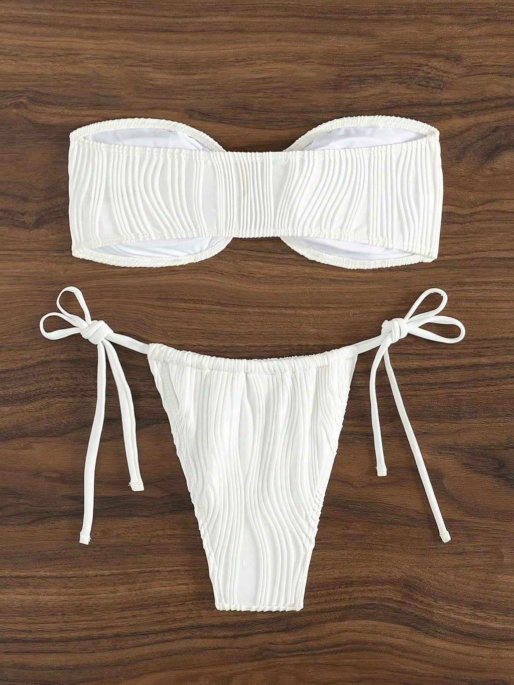 Bikini Sexy Bikini Solid Color Tube Top Split Swimsuit Lace up Swimwear Bella Mia
