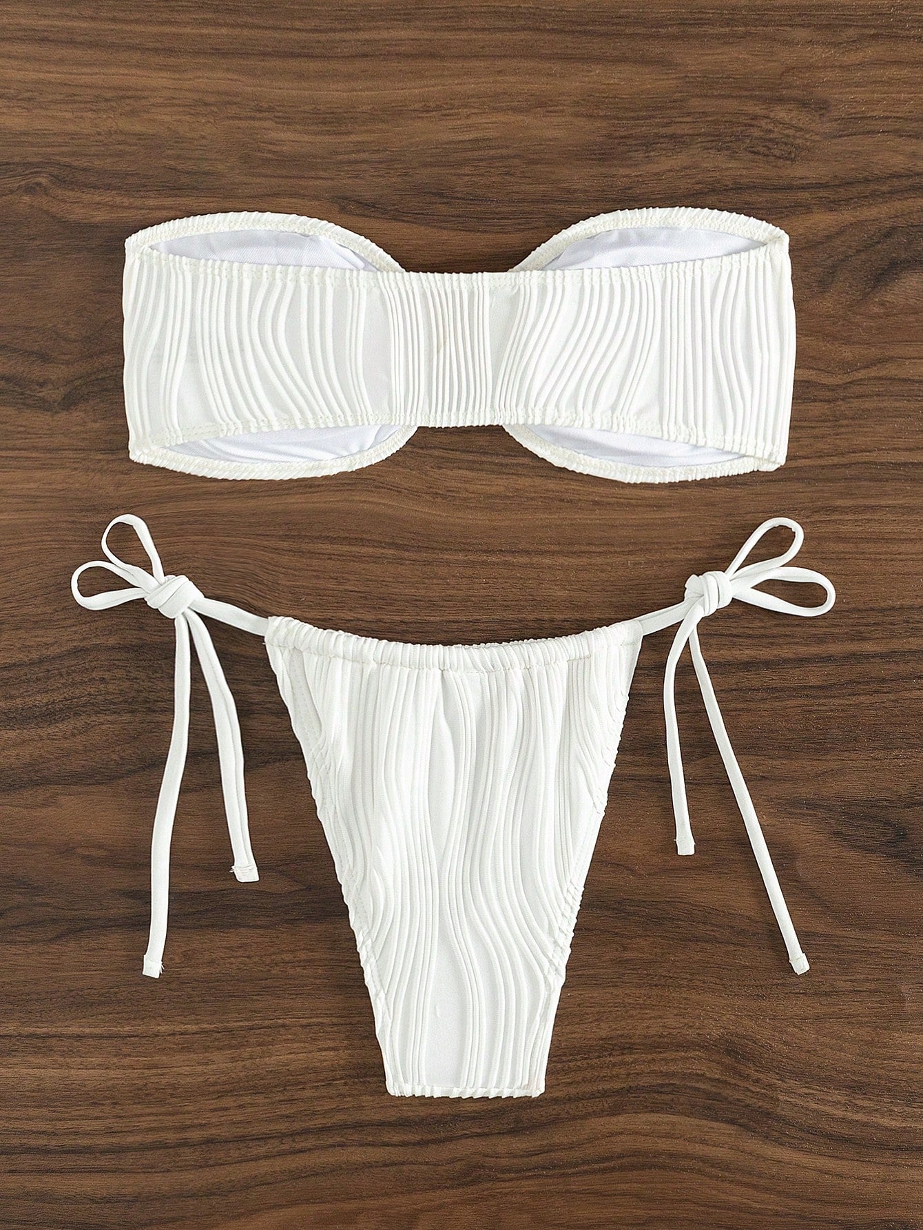Bikini Sexy Bikini Solid Color Tube Top Split Swimsuit Lace up Swimwear Bella Mia
