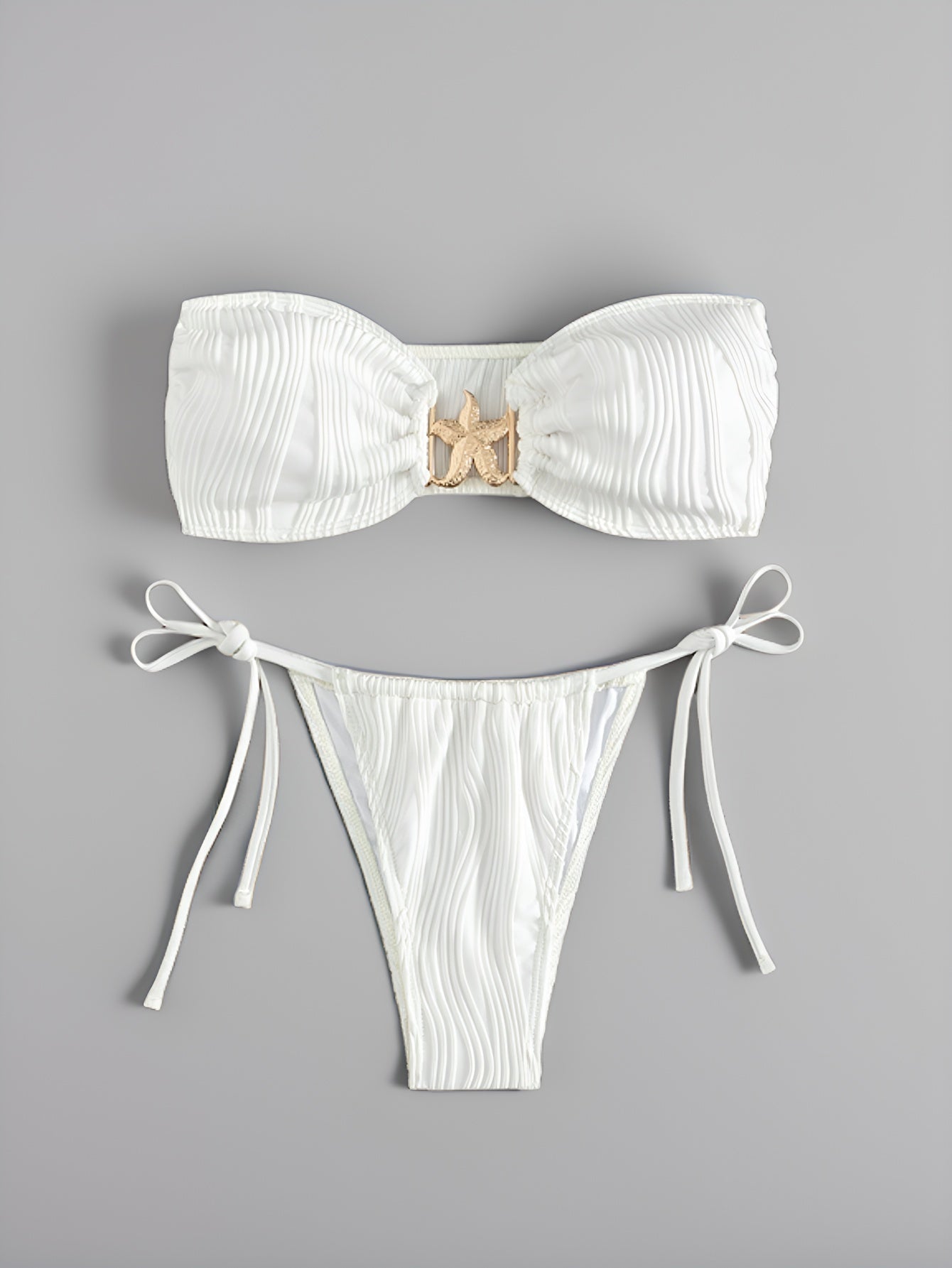 Bikini Sexy Bikini Solid Color Tube Top Split Swimsuit Lace up Swimwear Bella Mia