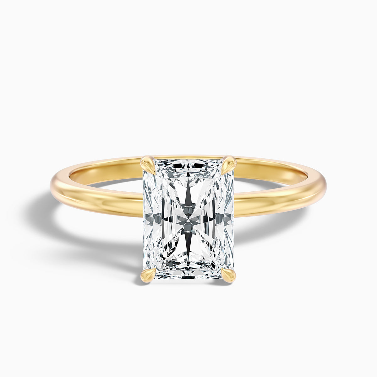 Cathy 4 Carat Radiant Cut Hidden Halo Moissanite Engagement Ring in 18k White Gold