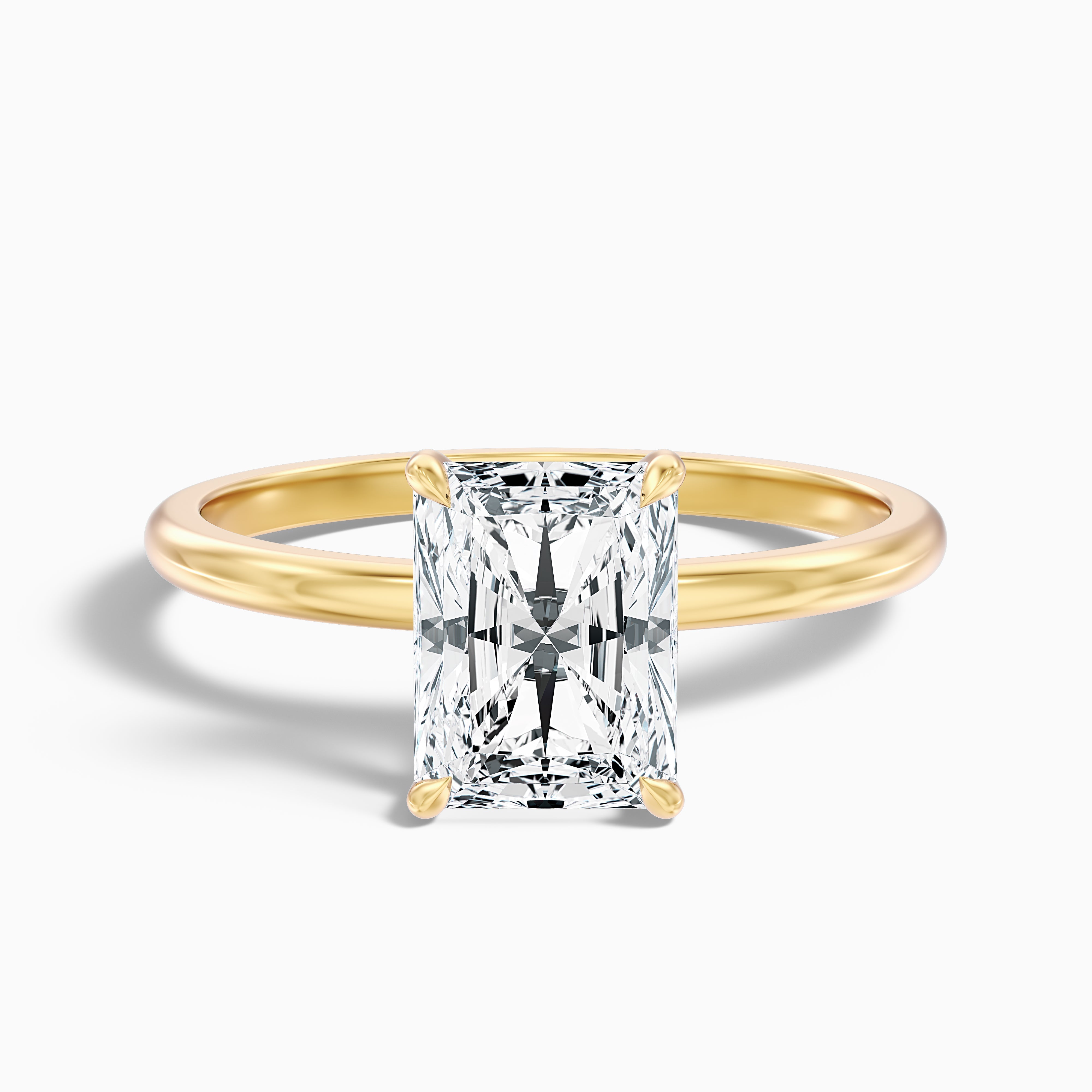 Bonnie 3 Carat Radiant Cut Hidden Halo Lab Grown Diamond Ring in 18k Yellow Gold