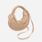 Hand Woven Faux Leather Portable Crescent Women Bag Knotted Noodles Bag Hand Carrying Cloud Underarm Bag Bella Mia