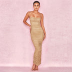Women Clothing Sleeveless Split Tight Mid Length Women Adult Pleated Dress Bella Mia