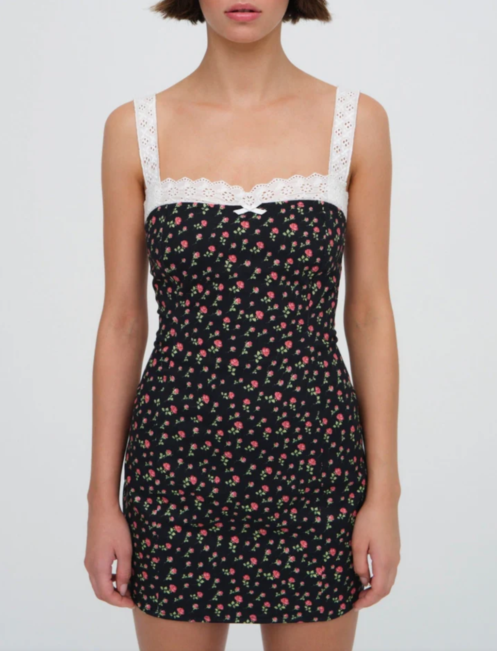 Sweet Printed Chic Lace Lace Spaghetti Strap Mini Sexy Slim Fit Backless Hip Bag Dress Bella Mia