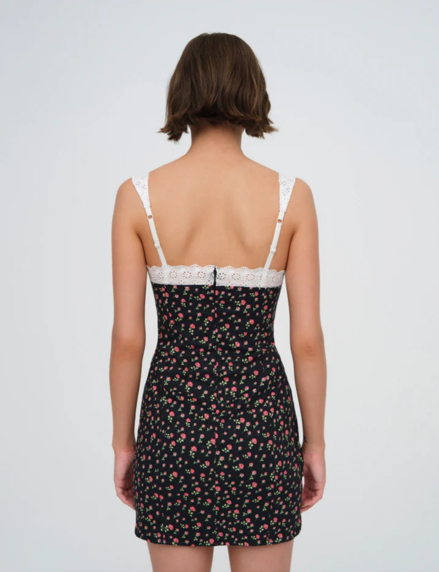 Sweet Printed Chic Lace Lace Spaghetti Strap Mini Sexy Slim Fit Backless Hip Bag Dress Bella Mia