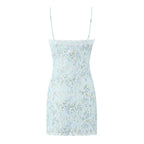 Sweet Printed Chic Lace Splicing Sling Mini French Sexy Slim Fit Short Hip Dresses Bella Mia