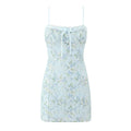 Sweet Printed Chic Lace Splicing Sling Mini French Sexy Slim Fit Short Hip Dresses Bella Mia