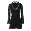 Fall Black Rose Lace Trim Dress Women Clothing Bella Mia