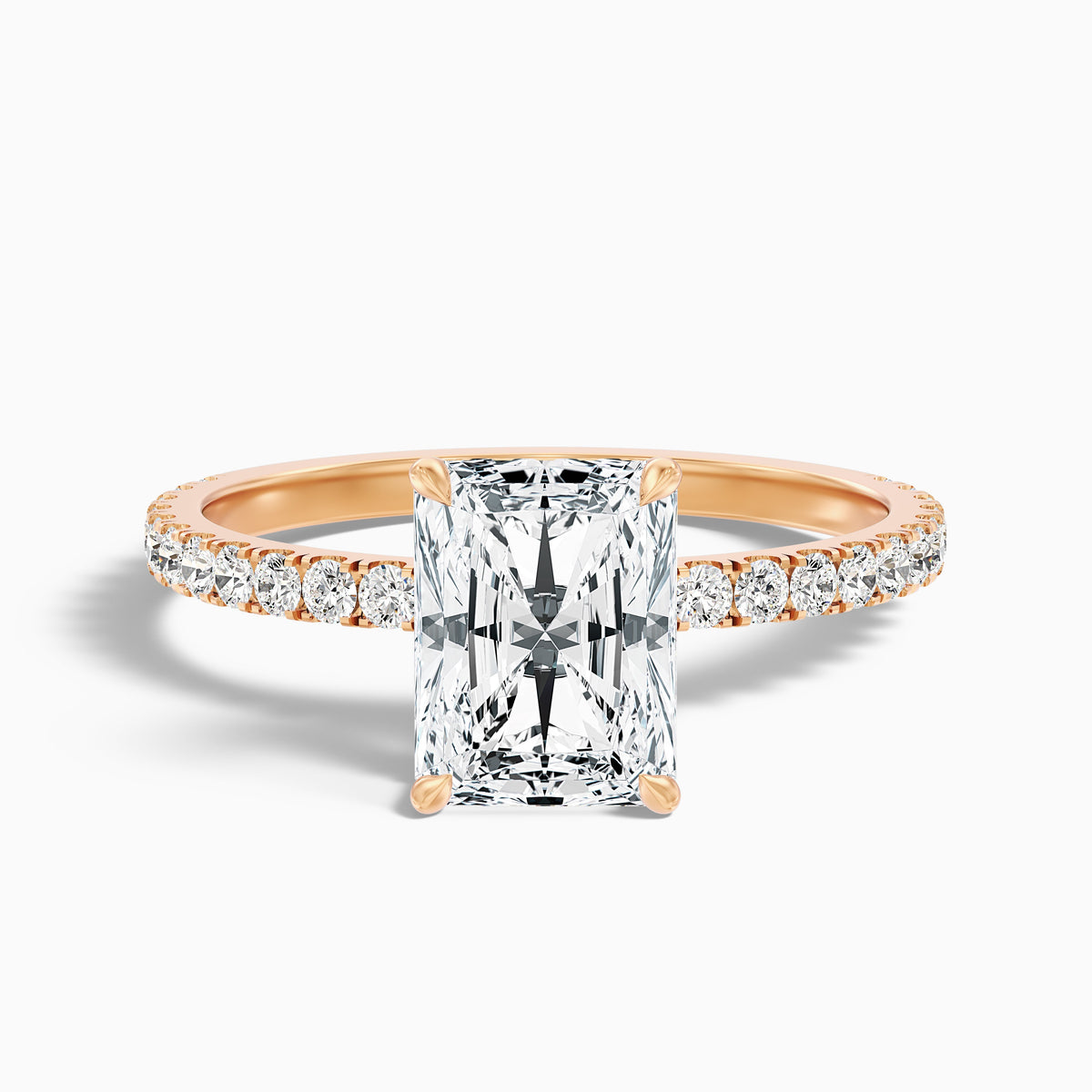 Casey 2 Carat Radiant Cut Hidden Halo Pave Lab Grown Diamond Ring in 14k White Gold