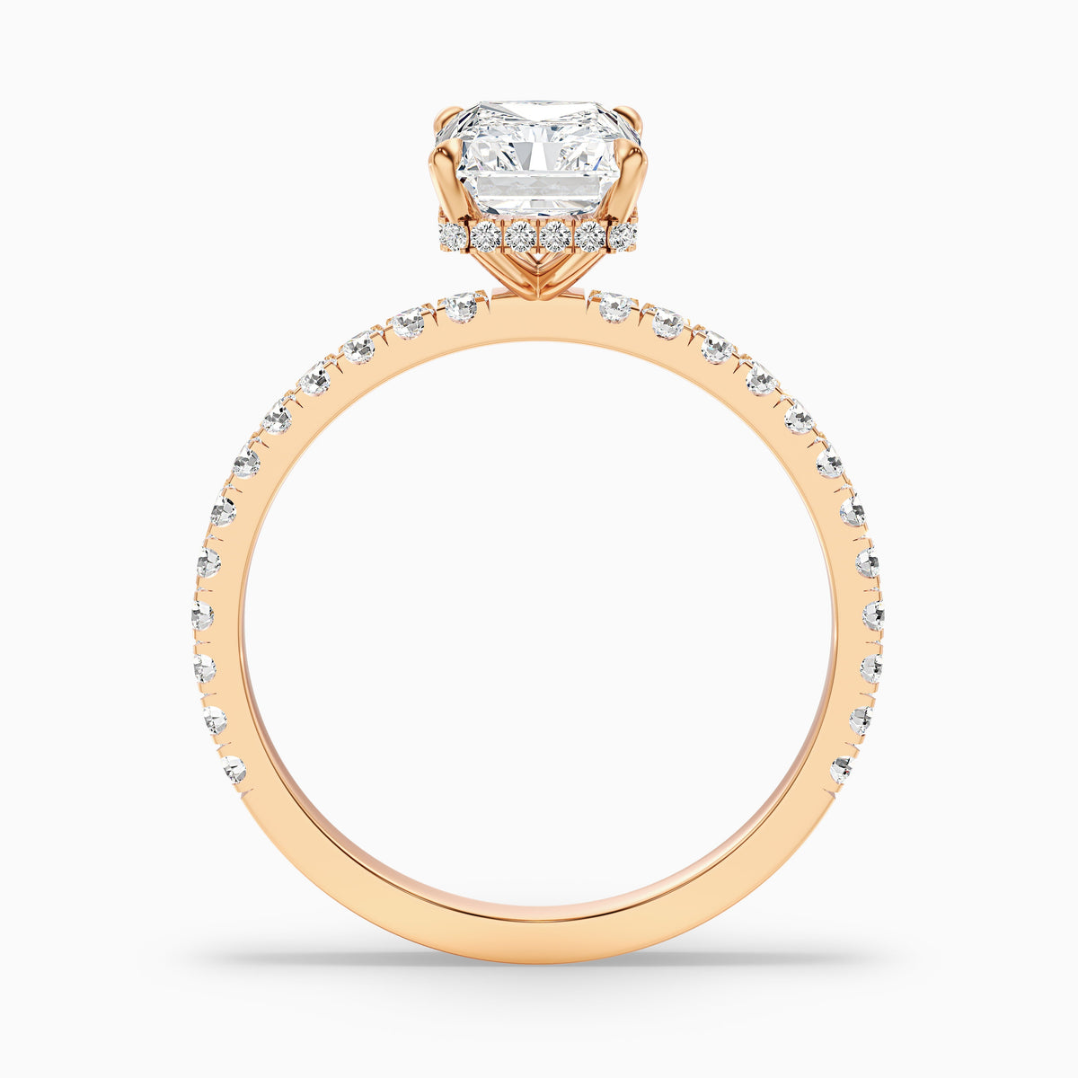 Casey 1.5 Carat Radiant Cut Hidden Halo Pave Lab Grown Diamond Ring in 18k White Gold