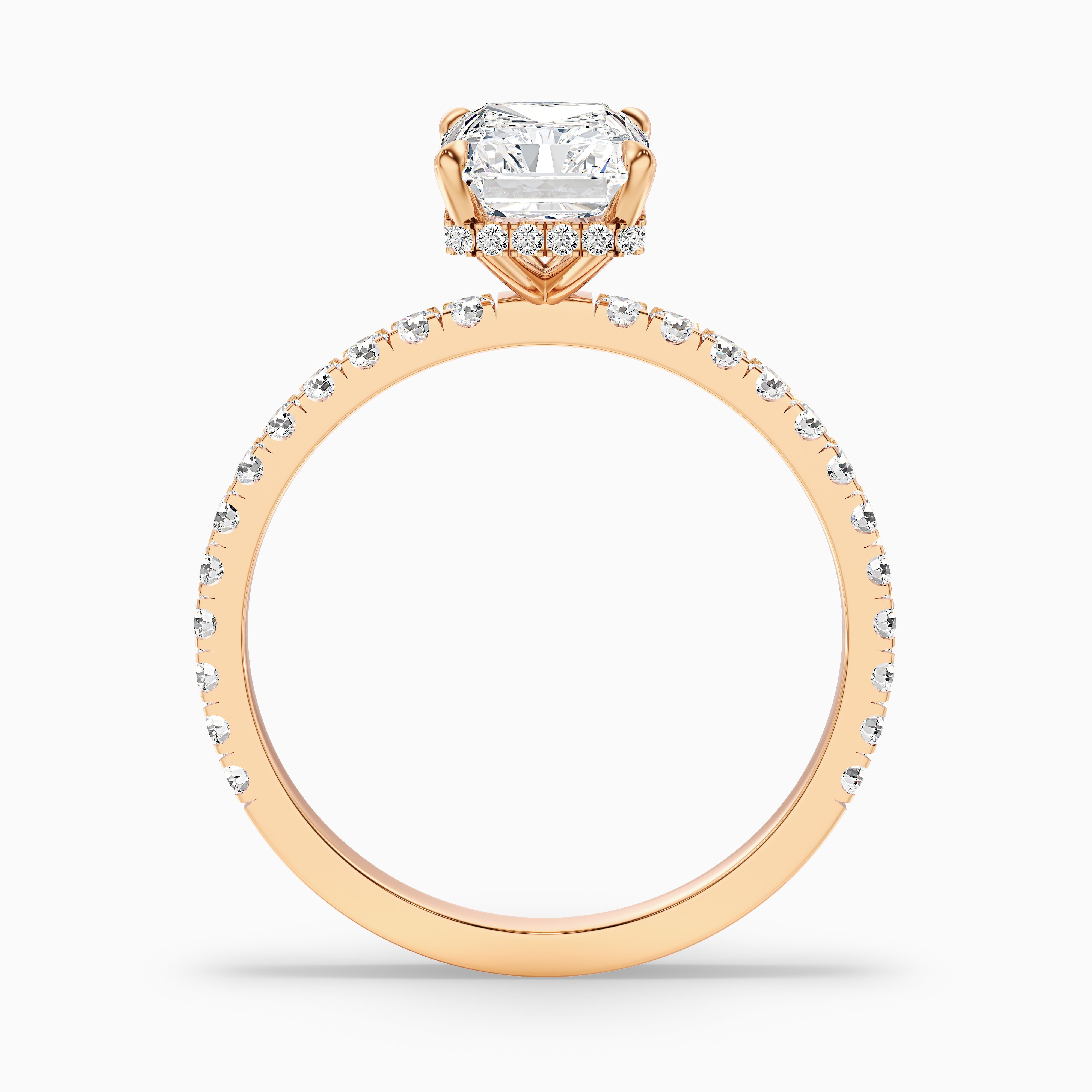 Casey 3 Carat Radiant Cut Hidden Halo Pave Lab Grown Diamond Ring in 14k White Gold