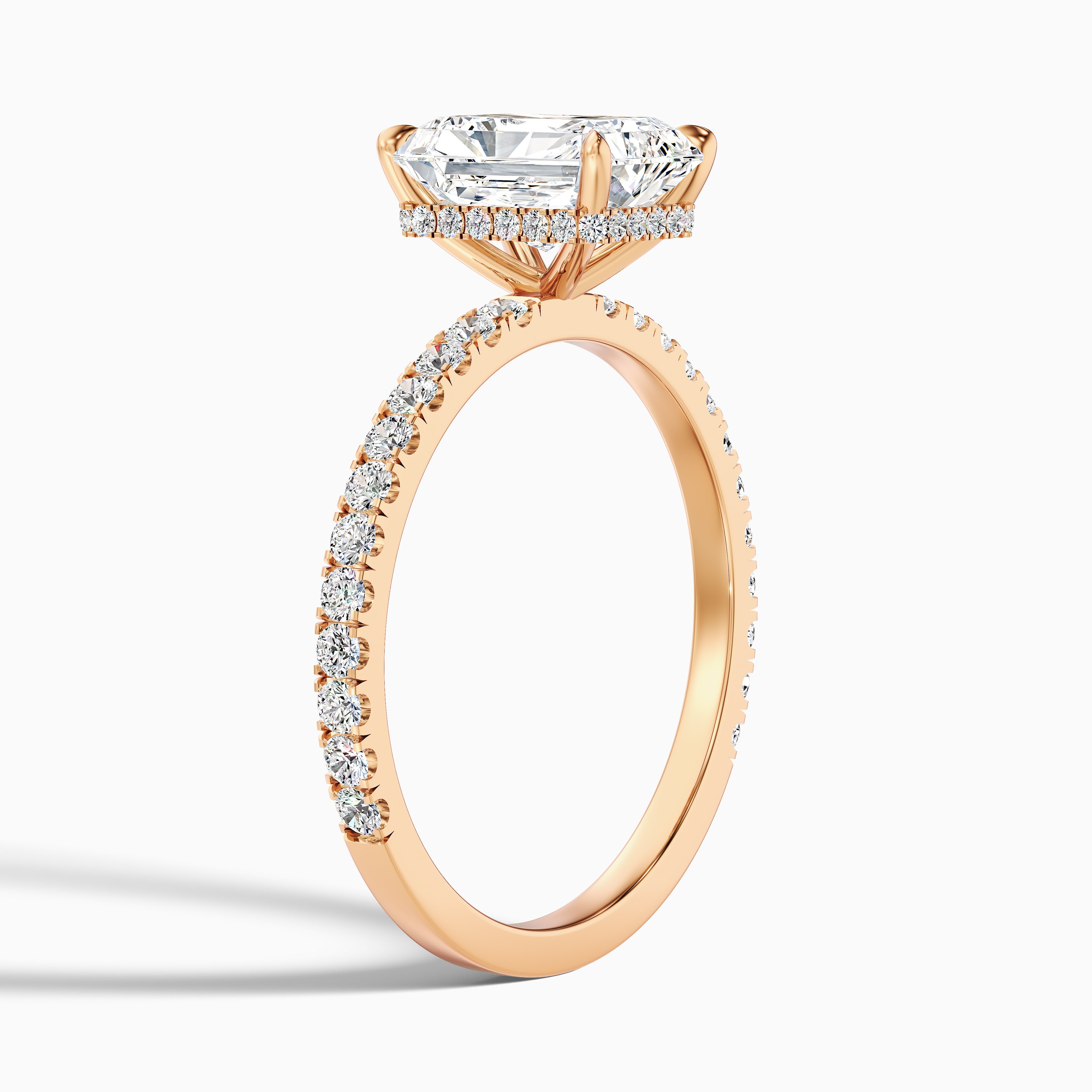 Casey 3 Carat Radiant Cut Hidden Halo Pave Lab Grown Diamond Ring in 14k White Gold