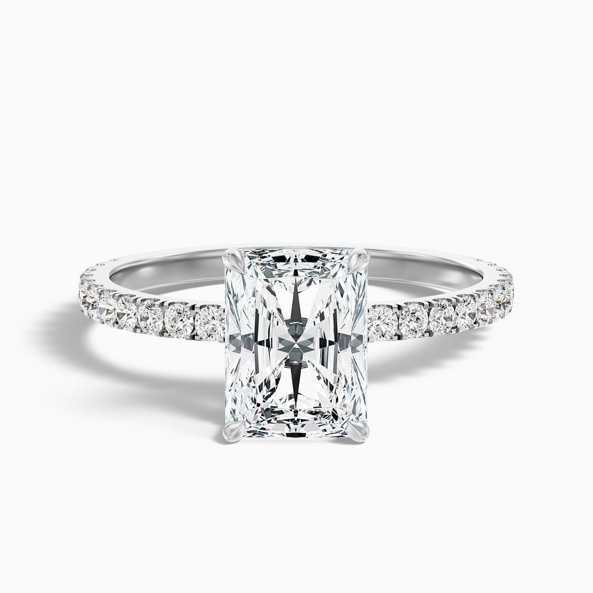 Casey 3 Carat Radiant Cut Hidden Halo Pave Lab Grown Diamond Ring in 14k Yellow Gold