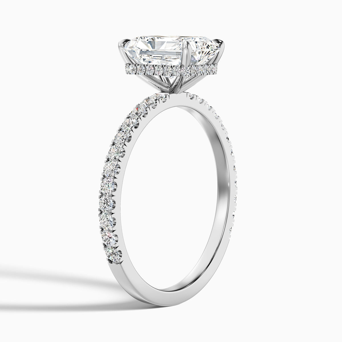 Casey 5 Carat Radiant Cut Hidden Halo Pave Lab Grown Diamond Ring in 18k Rose Gold