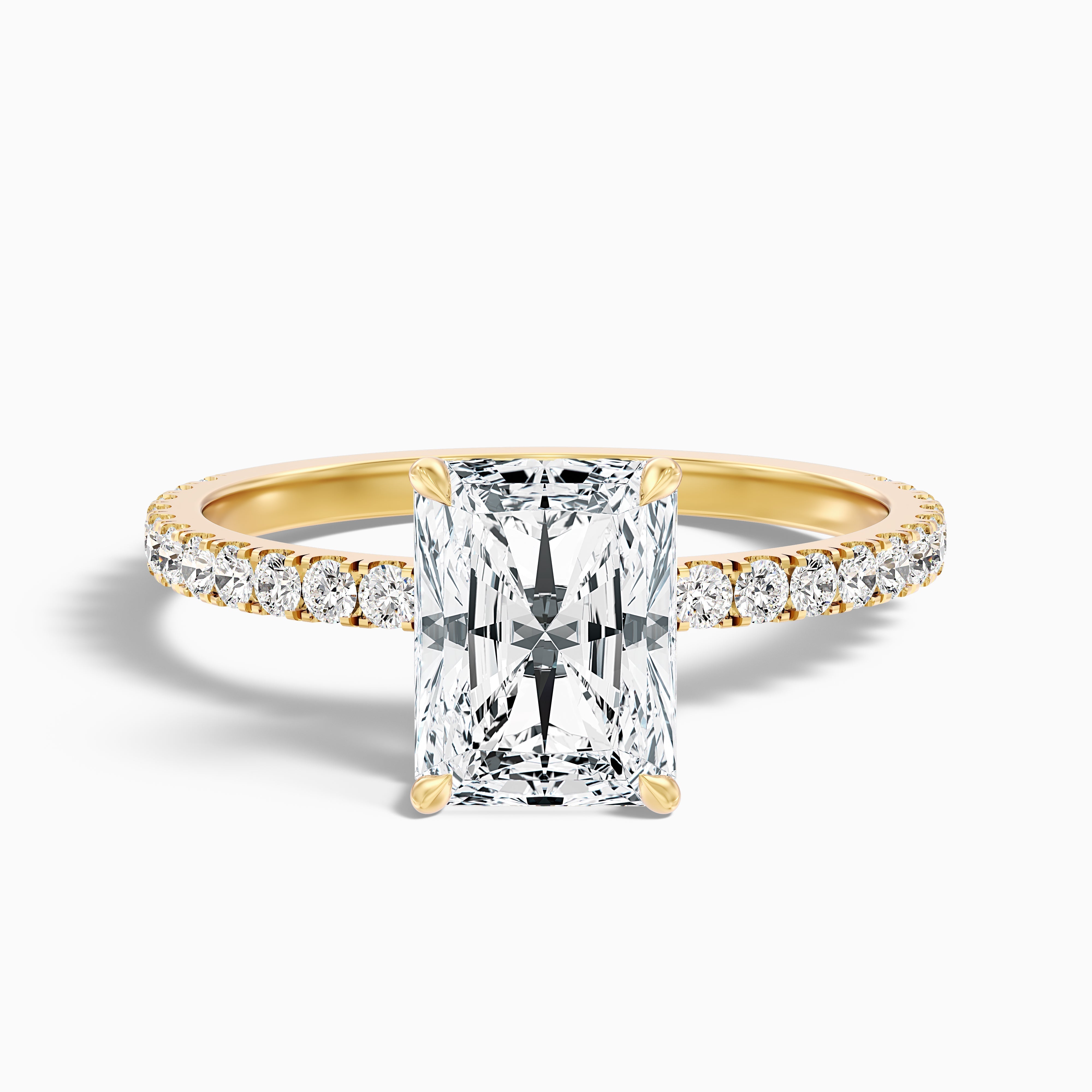 Casey 1.5 Carat Radiant Cut Hidden Halo Pave Lab Grown Diamond Ring in 925 Sterling Silver