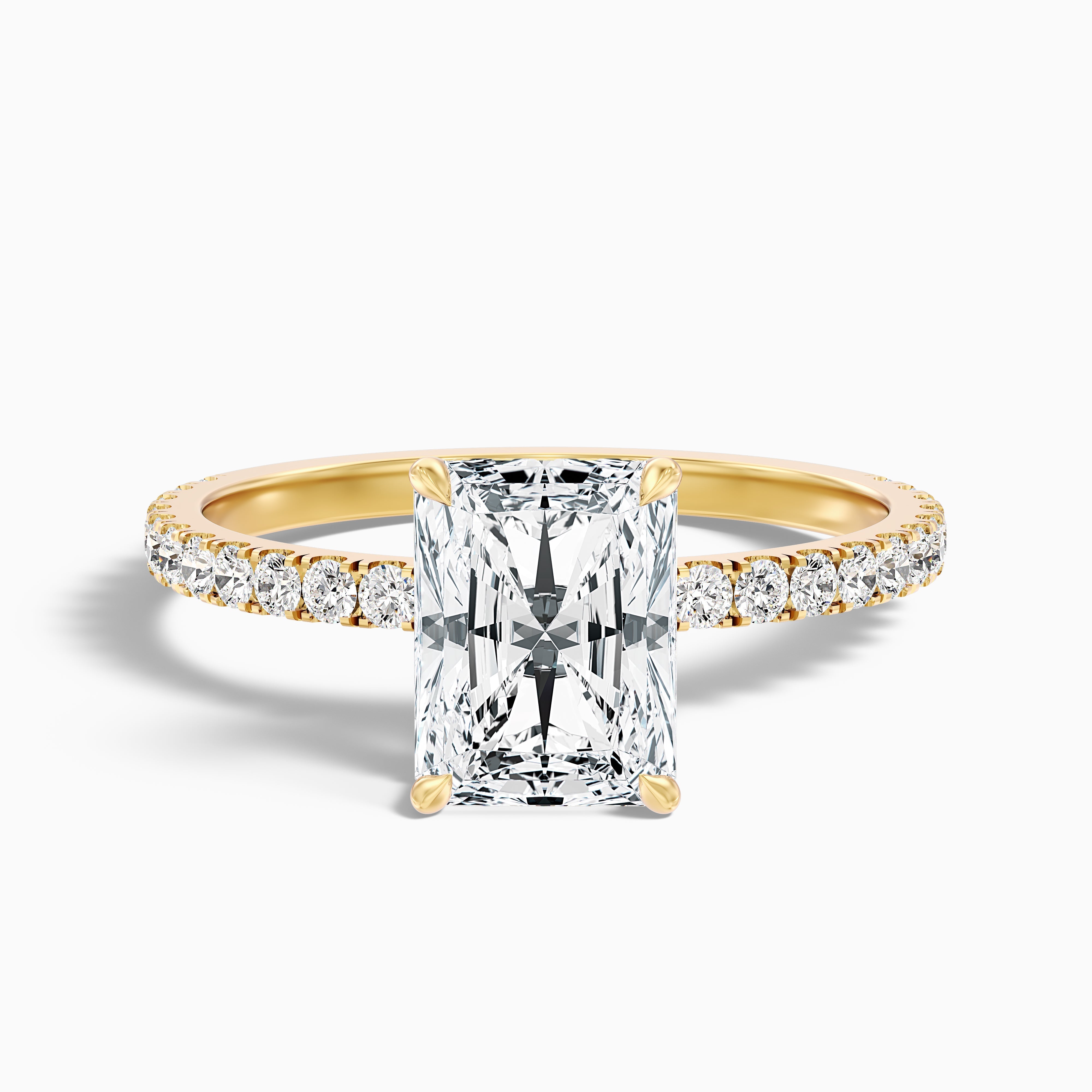 Casey 3 Carat Radiant Cut Hidden Halo Pave Lab Grown Diamond Ring in 14k White Gold