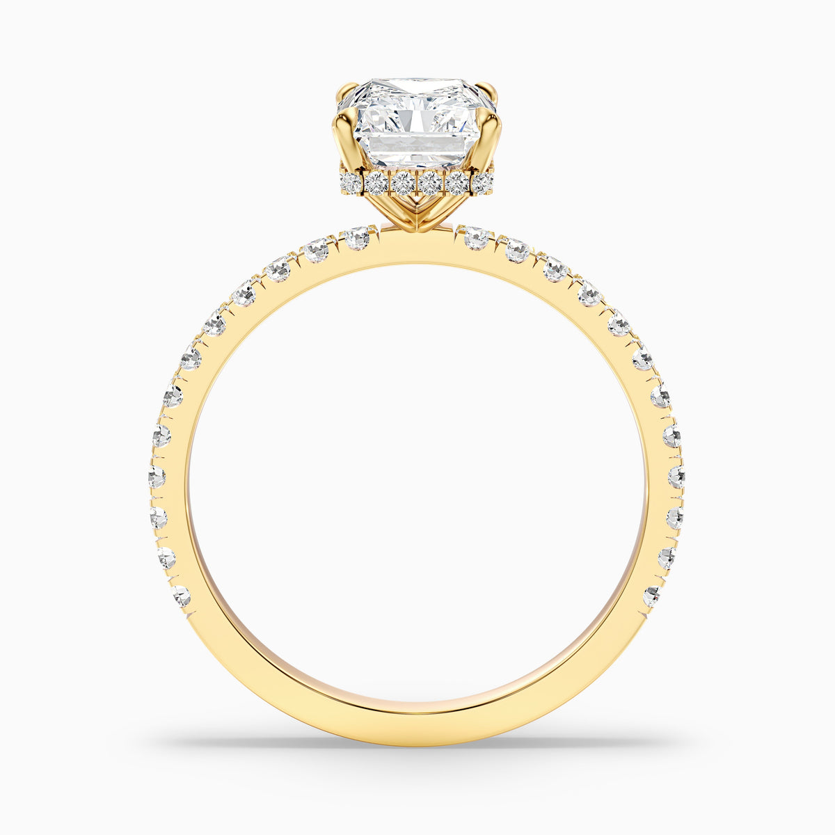 Casey 1.5 Carat Radiant Cut Hidden Halo Pave Lab Grown Diamond Ring in 18k White Gold