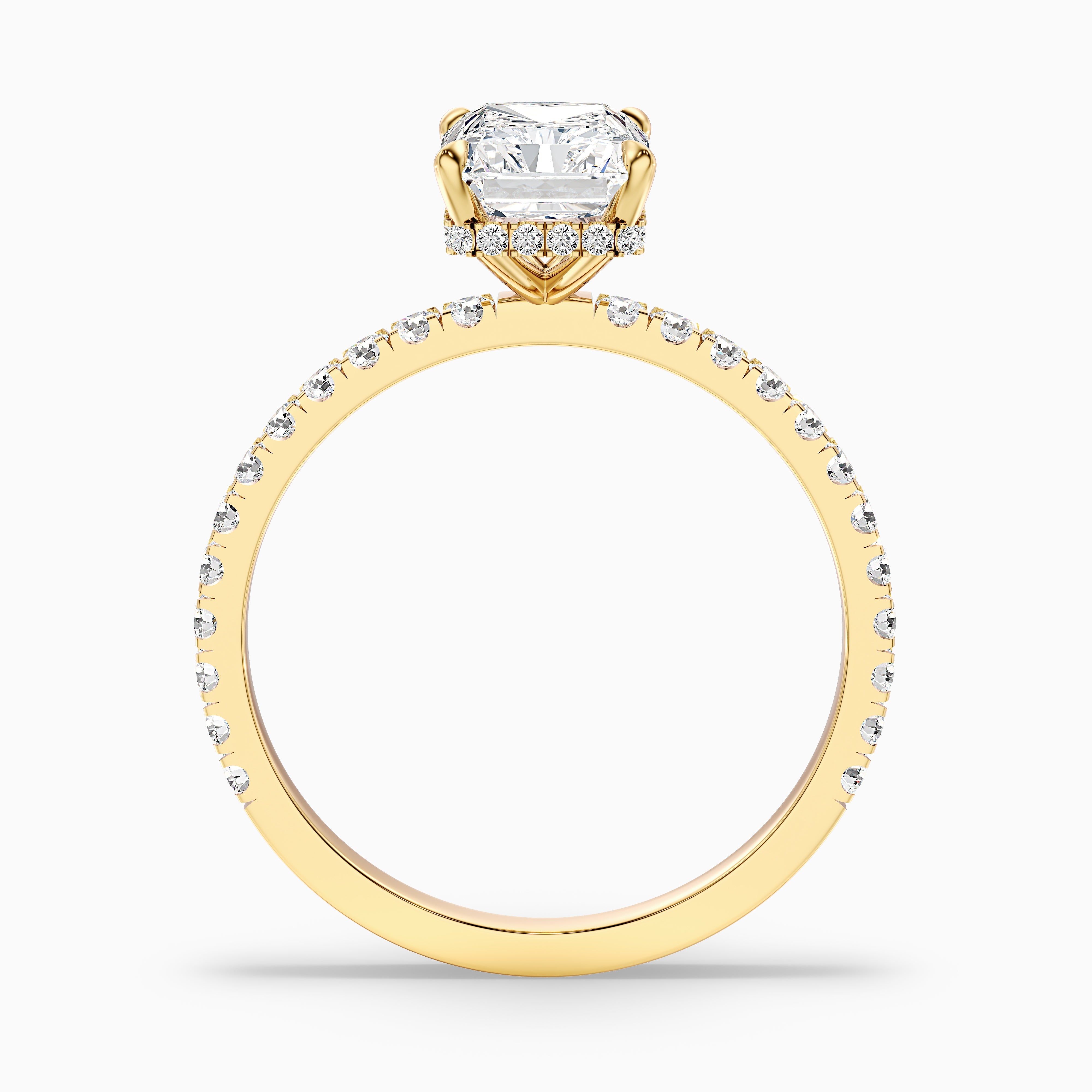 Casey 3 Carat Radiant Cut Hidden Halo Pave Lab Grown Diamond Ring in 14k White Gold