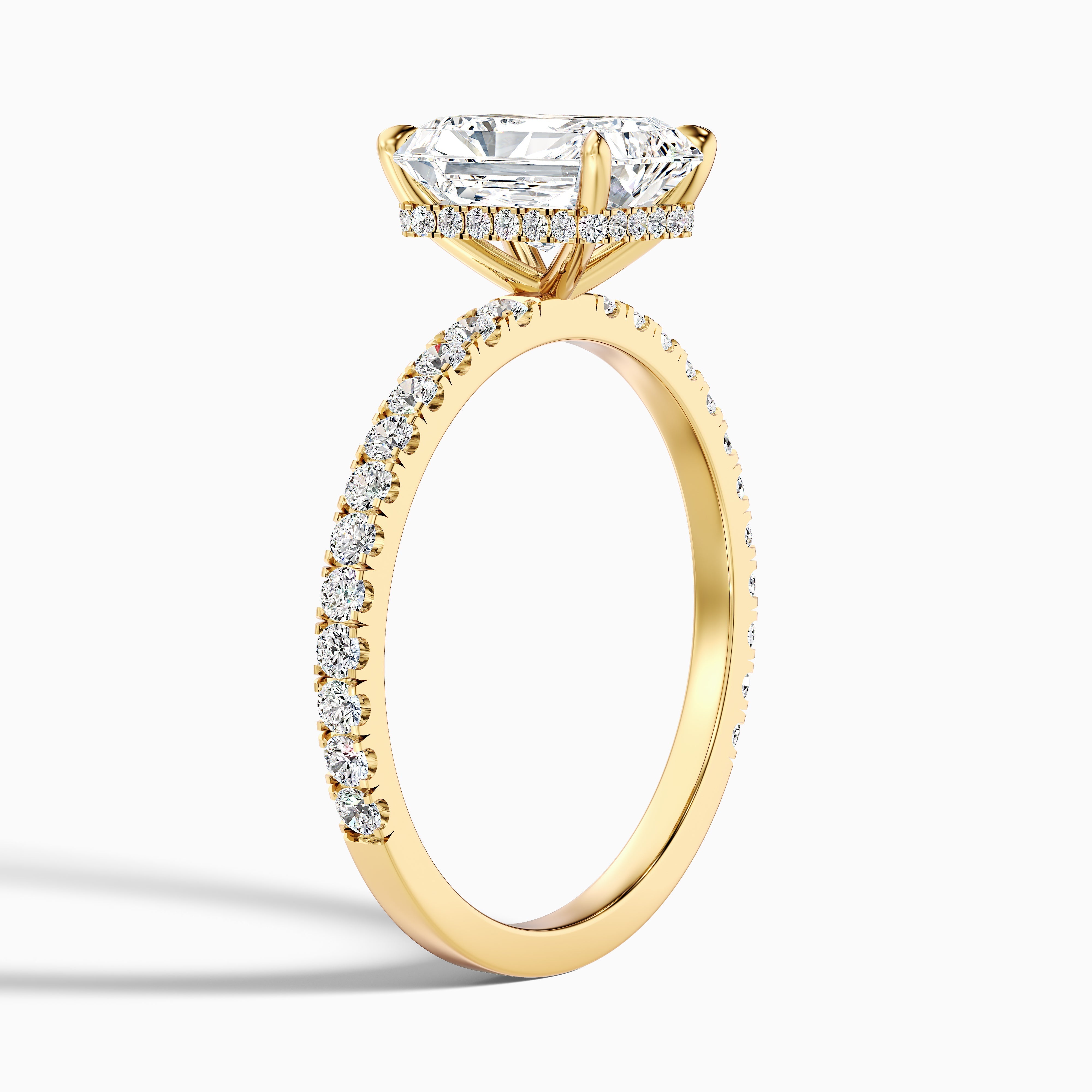 Casey 3 Carat Radiant Cut Hidden Halo Pave Lab Grown Diamond Ring in 14k White Gold