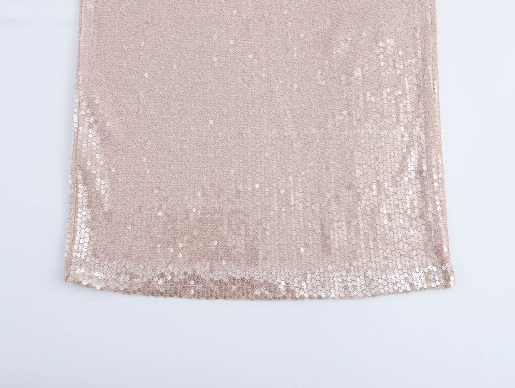 Women French Sequin Pleated Halter Dress Bella Mia