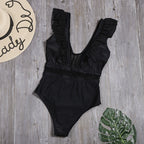 Sexy Hollow Out Cutout Swimsuit Women Deep V Plunge Plunge One-Piece Swimsuit Ruffled Bikini Bella Mia
