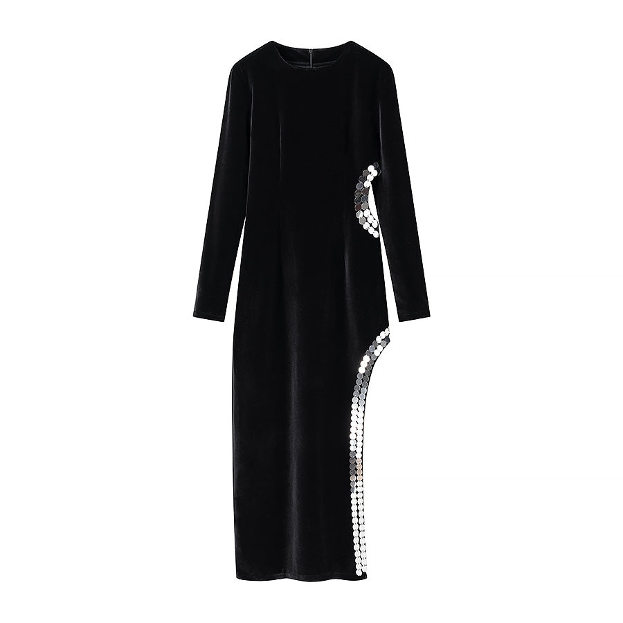 Winter Women Clothing Simple Sexy Cutout Slit Slim Fit Maxi Dress Bella Mia
