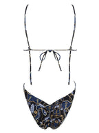 Sexy Deep V Plunge One Piece Swimsuit Women Summer Sexy Printed Lace up Backless Swimsuit Bella Mia