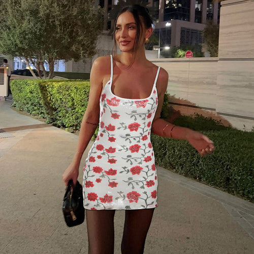 Autumn Winter Sexy Backless Slim Fit Printed Sequin Slip Dress Sexy Hip Bella Mia