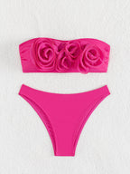 Split Swimsuit Women Rose Flat Bikini Sexy High Waist Bikini Swimsuit