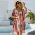 Summer plus Size Women Bikini Hollow Out Cutout Beach Tassel Sun Protection Clothing Sweater Bella Mia