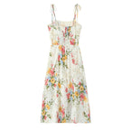 Summer Women Floral Small Floral Print Slim Fit Large Strap Dress Bella Mia
