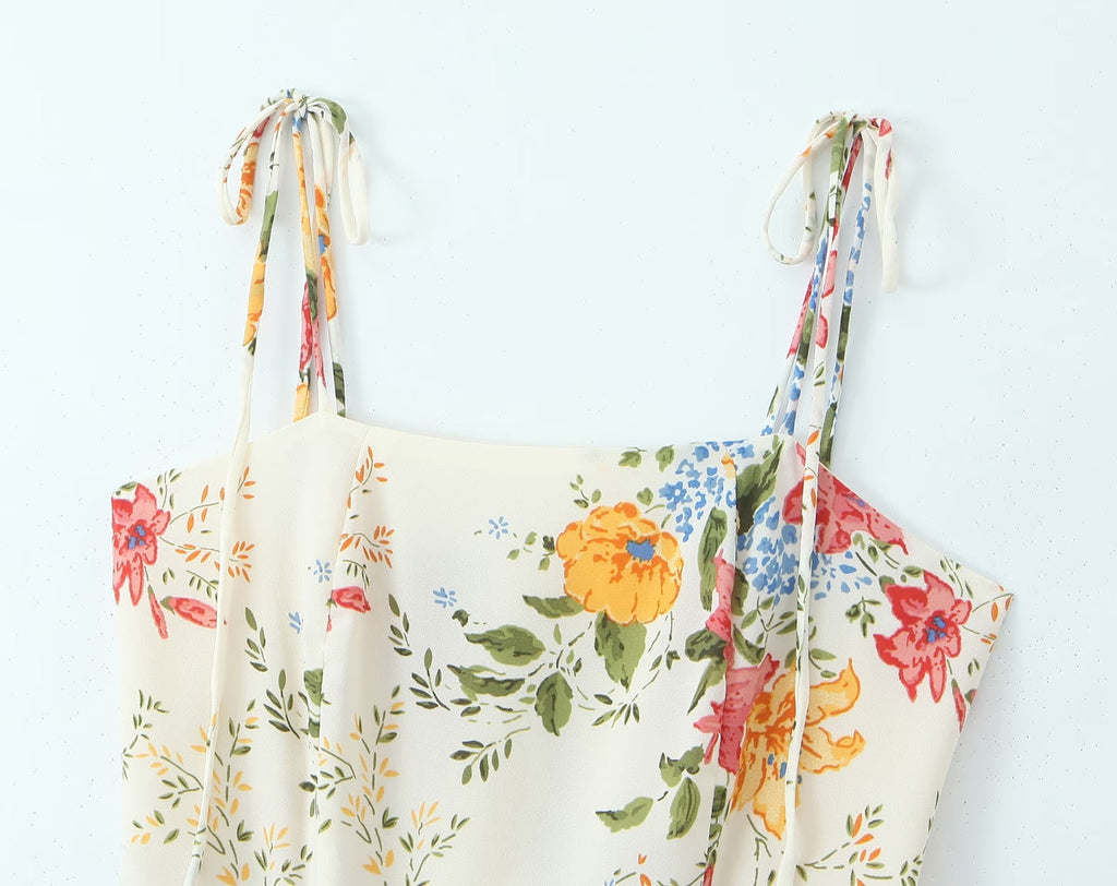 Summer Women Floral Small Floral Print Slim Fit Large Strap Dress Bella Mia