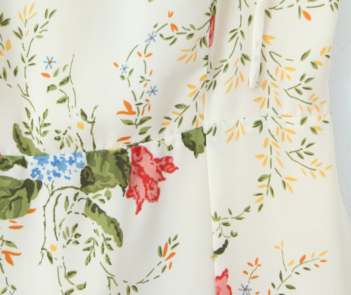 Summer Women Floral Small Floral Print Slim Fit Large Strap Dress Bella Mia
