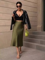 Hip Wrapped Fishtail Skirt Satin Mid Length Skirt Autumn Women Clothing Direct Bella Mia