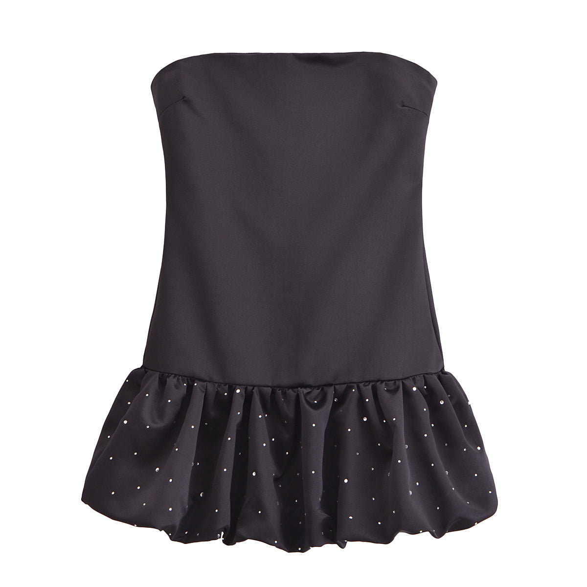 Women Rhinestone Balloon Version Silk Satin Texture Dress