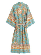 Autumn Women Rayon Positioning Floral Belt Long Kimono Cardigan Bella Mia