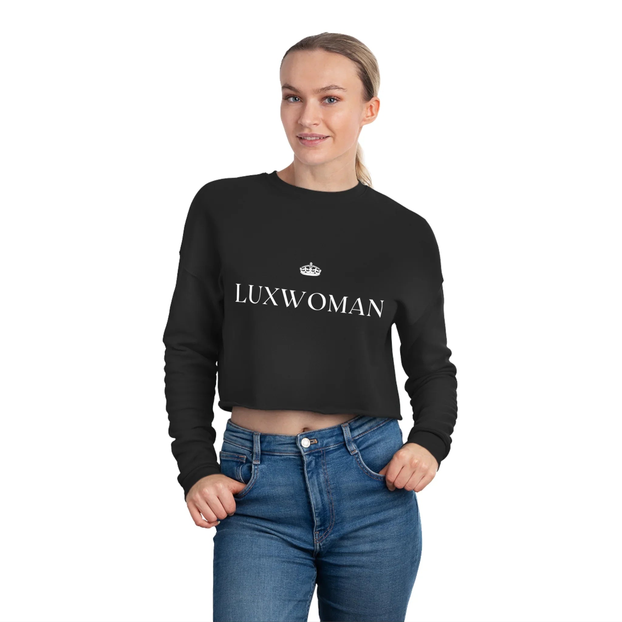 LUXWOMAN Breathable Fleece Cropped Sweatshirt Printify