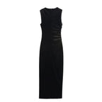 Spring Women Elegant Velvet Texture Pleated Midi Dress Bella Mia