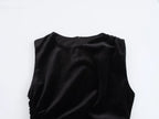 Spring Women Elegant Velvet Texture Pleated Midi Dress Bella Mia