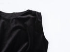 Spring Women Elegant Velvet Texture Pleated Midi Dress Bella Mia