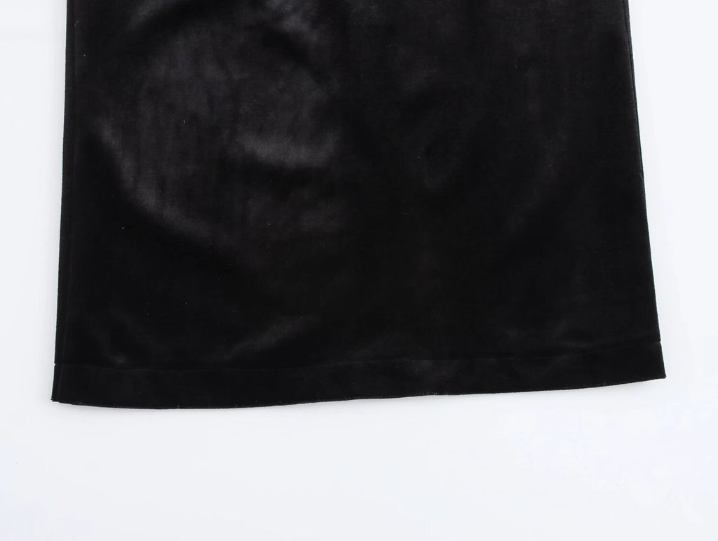 Spring Women Elegant Velvet Texture Pleated Midi Dress Bella Mia